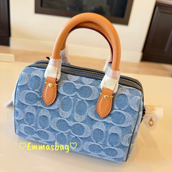 Coach Mini Rowan Crossbody Bag In Signature Denim CDQ36 denim/Gold/Indigo - Picture 15 of 16